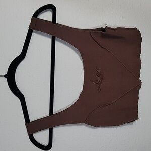 Y2K Forever 21 Cropped Lover Spellout Cami Tank Top Size M Brown Goth Grunge